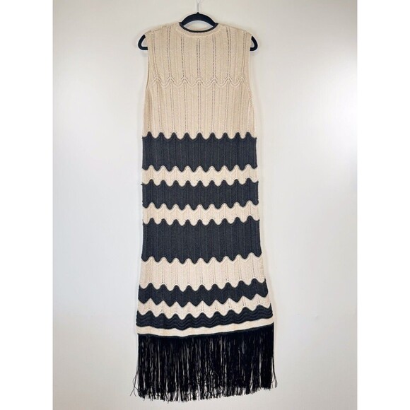 NWT Mango Womens Dress Brown Maxi Fringed Hem Striped Sleeveless Boho Size 10 - Picture 7 of 12